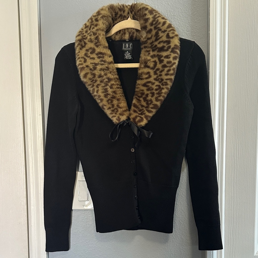 Leopard Faux Fur Cardigan